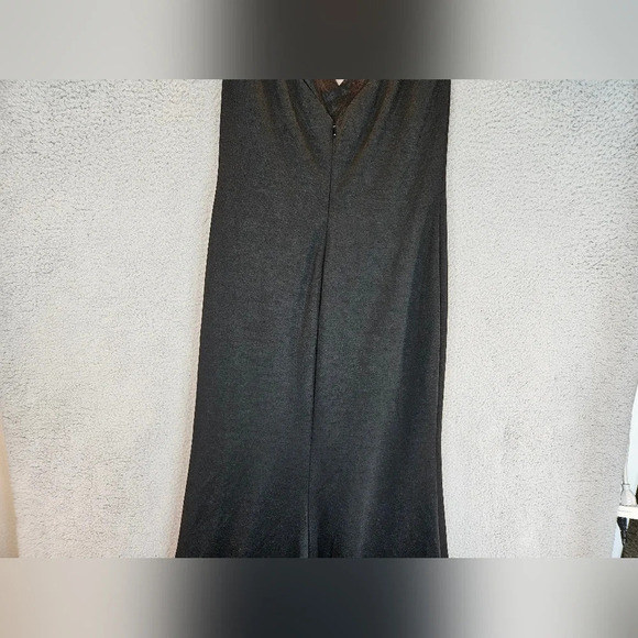 La Femme Womens Gown Sz 12 Black Thigh High Slit Built In Cups Spagetti Strap - Picture 8 of 11